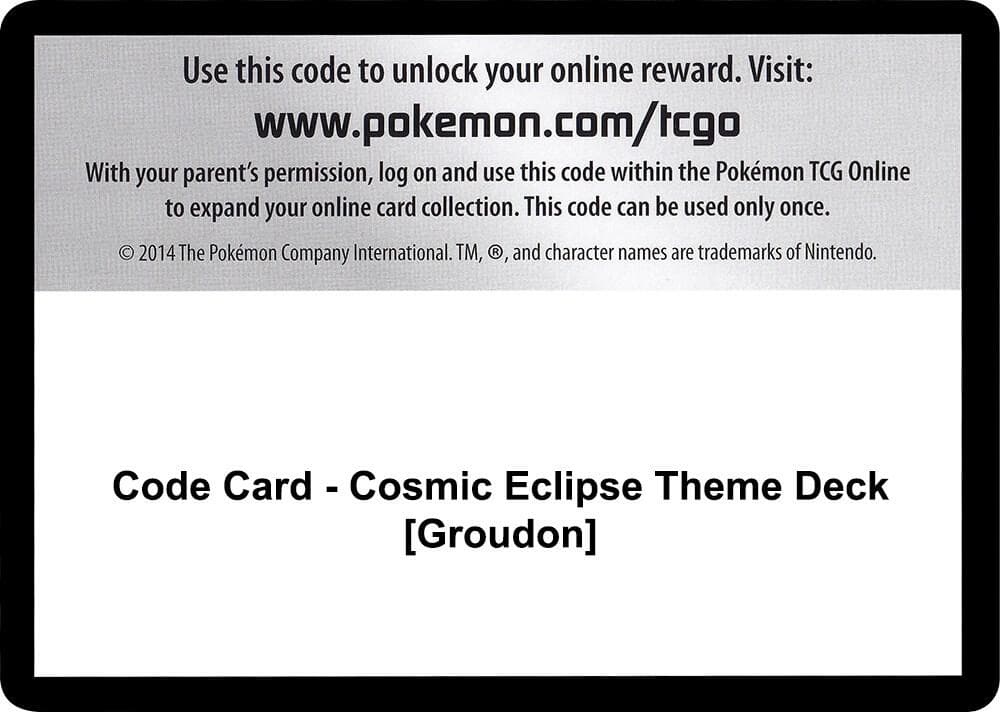 Code Card Cosmic Eclipse Theme Deck Groudon