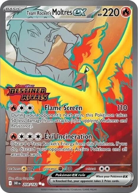 Team Rockets Moltres ex 208 182 Destined Rivals Stamp