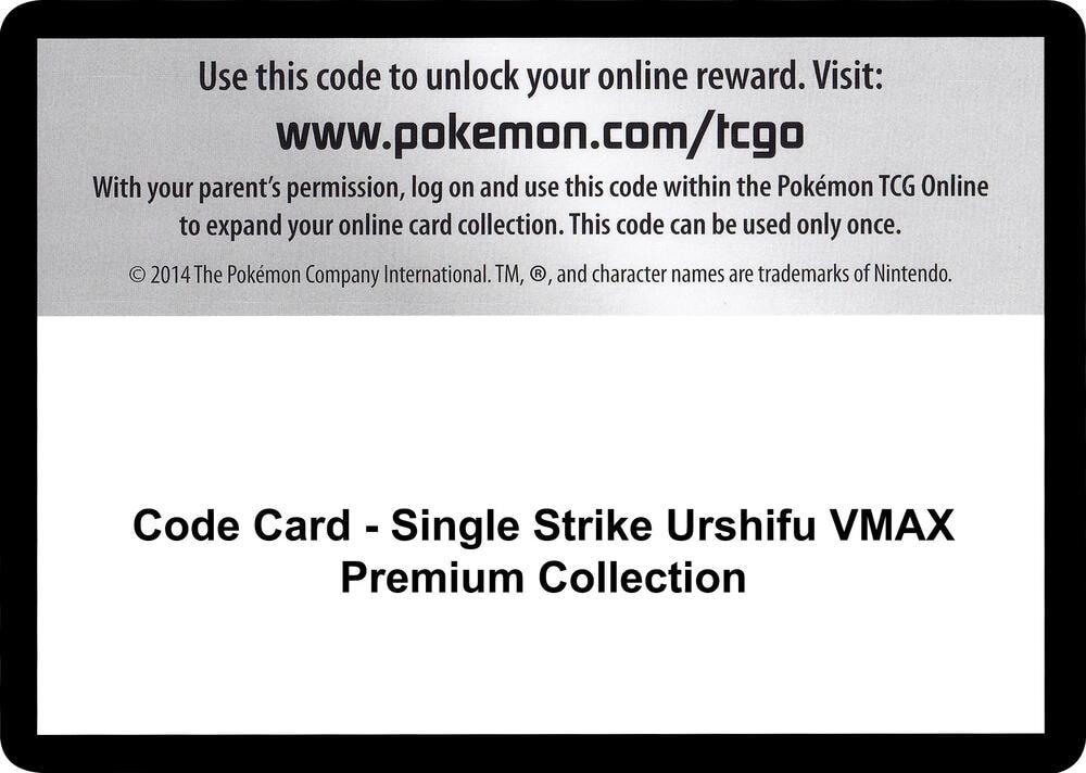 Code Card Single Strike Urshifu VMAX Premium Collection