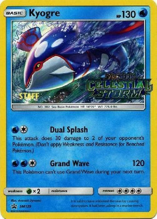 Kyogre SM129 Prerelease Staff