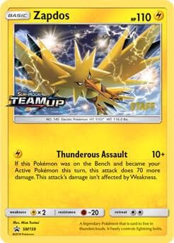 Zapdos SM159 Prerelease Staff