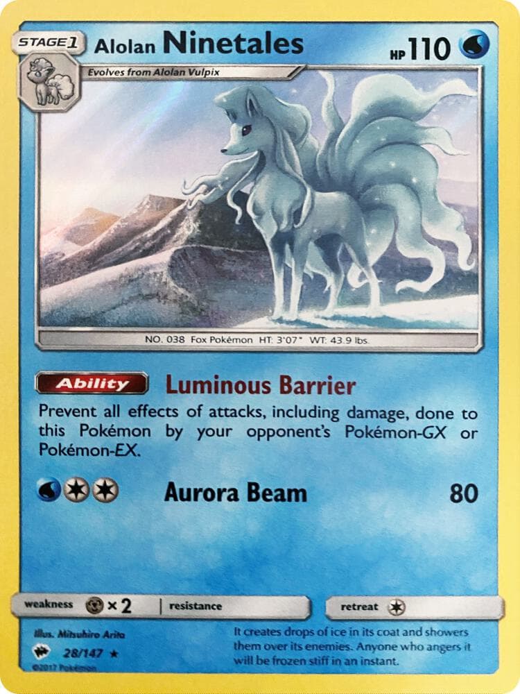 Alolan Ninetales 28 147 Water Web Holo