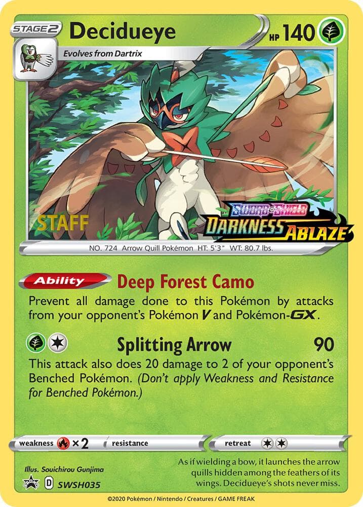 Decidueye SWSH035 Prerelease Staff