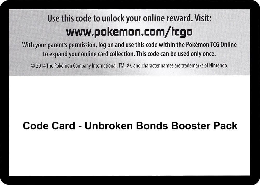 Code Card Unbroken Bonds Booster Pack