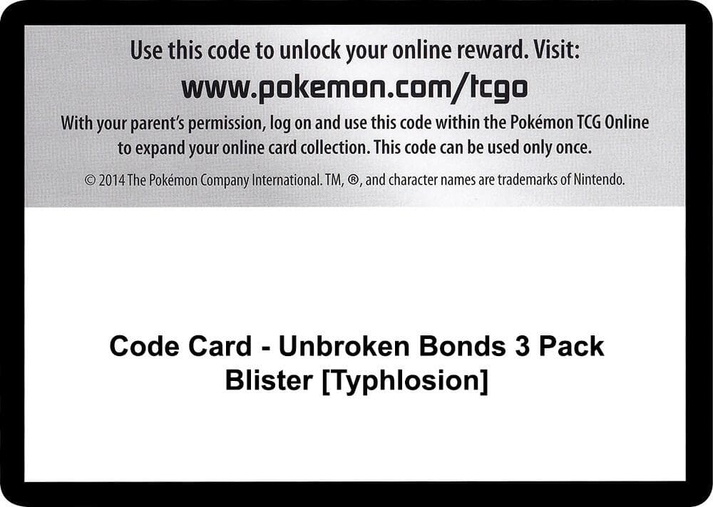Code Card Unbroken Bonds 3 Pack Blister Typhlosion