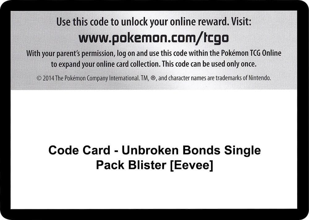 Code Card Unbroken Bonds Single Pack Blister Eevee