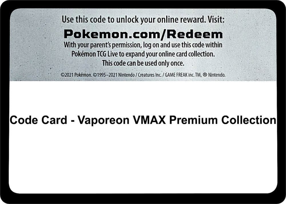 Code Card Vaporeon VMAX Premium Collection