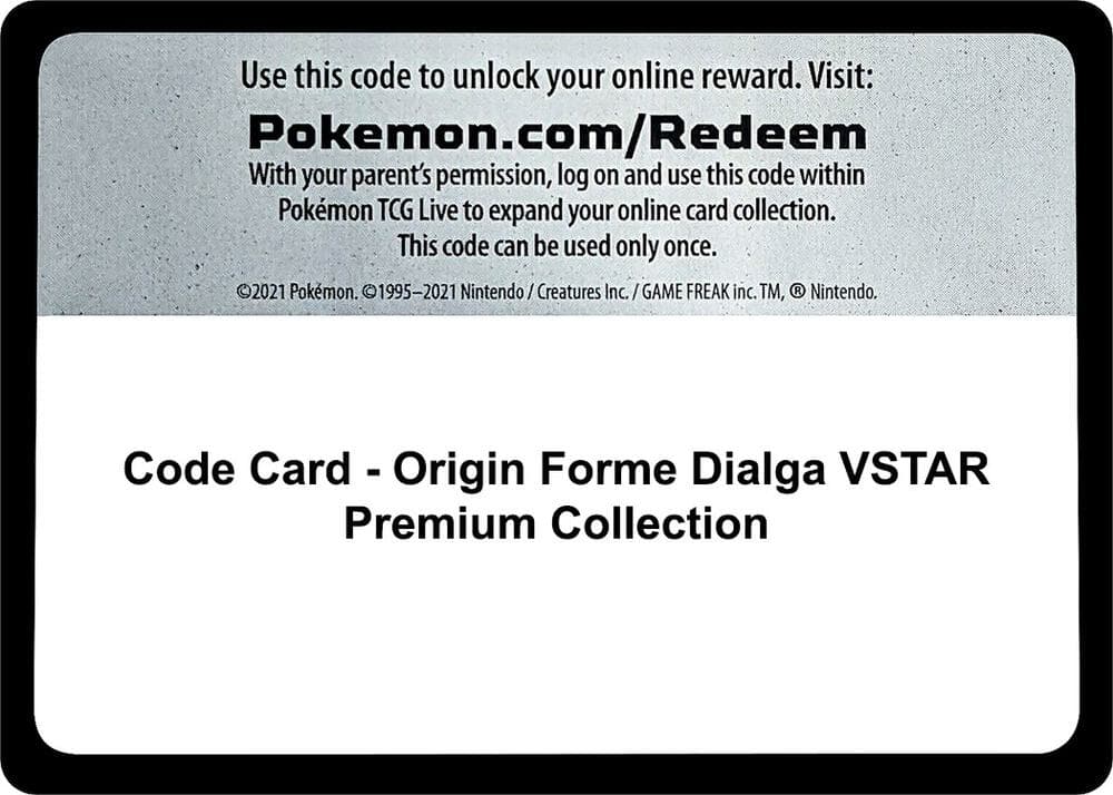 Code Card Origin Forme Dialga VSTAR Premium Collection