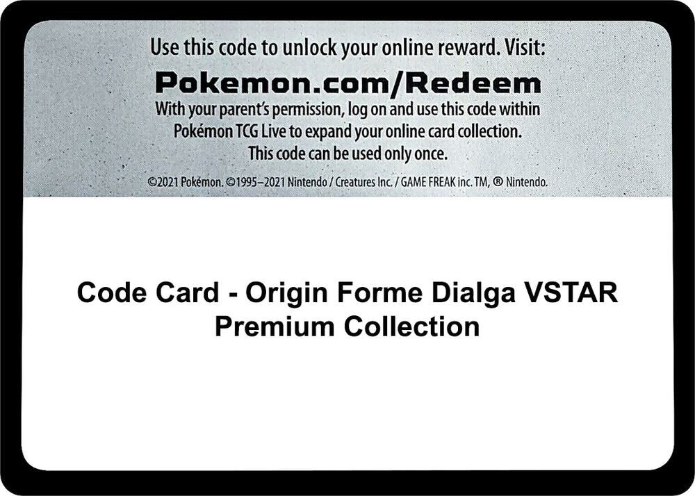 Code Card Origin Forme Dialga VSTAR Premium Collection