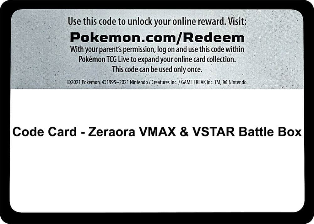 Code Card Zeraora VMAX and VSTAR Battle Box