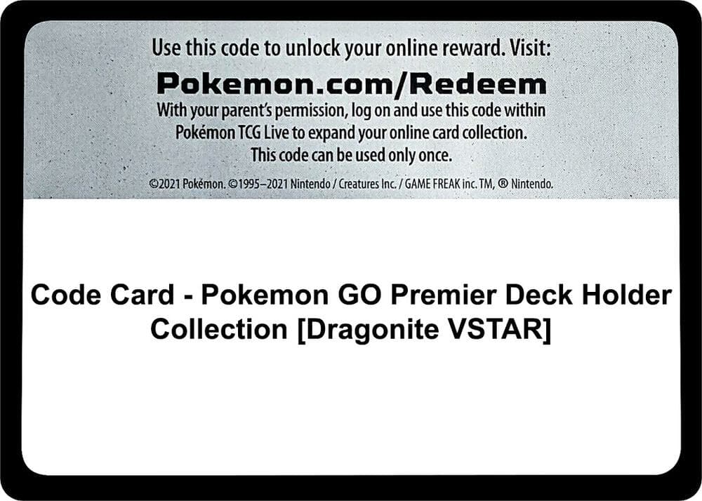 Code Card Pokemon GO Premier Deck Holder Collection Dragonite VSTAR
