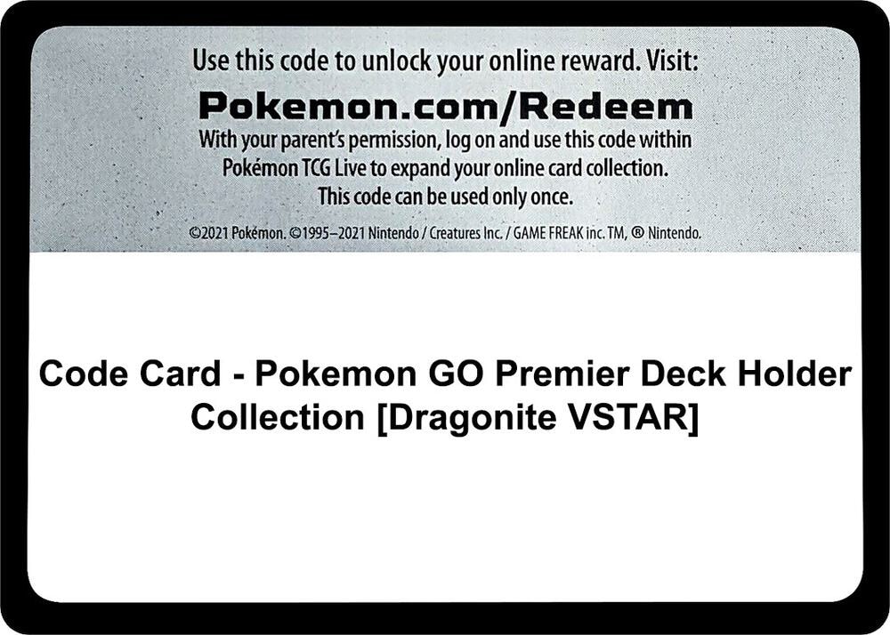 Code Card Pokemon GO Premier Deck Holder Collection Dragonite VSTAR