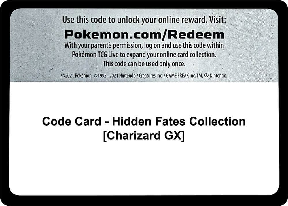 Code Card Hidden Fates Collection Charizard GX