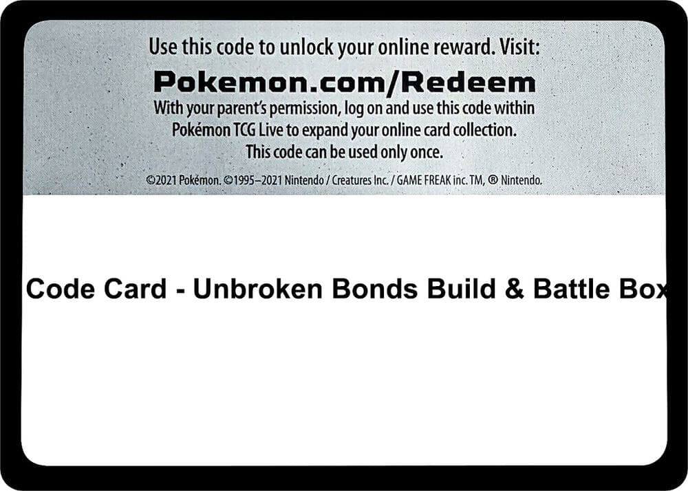 Code Card Unbroken Bonds Build and Battle Box