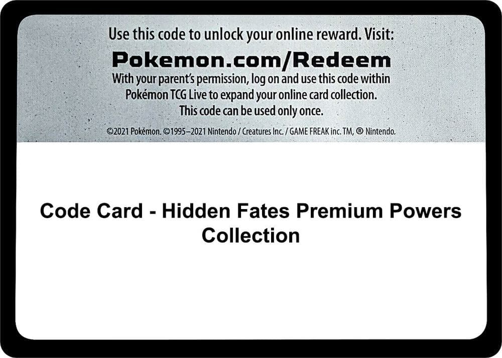 Code Card Hidden Fates Premium Powers Collection