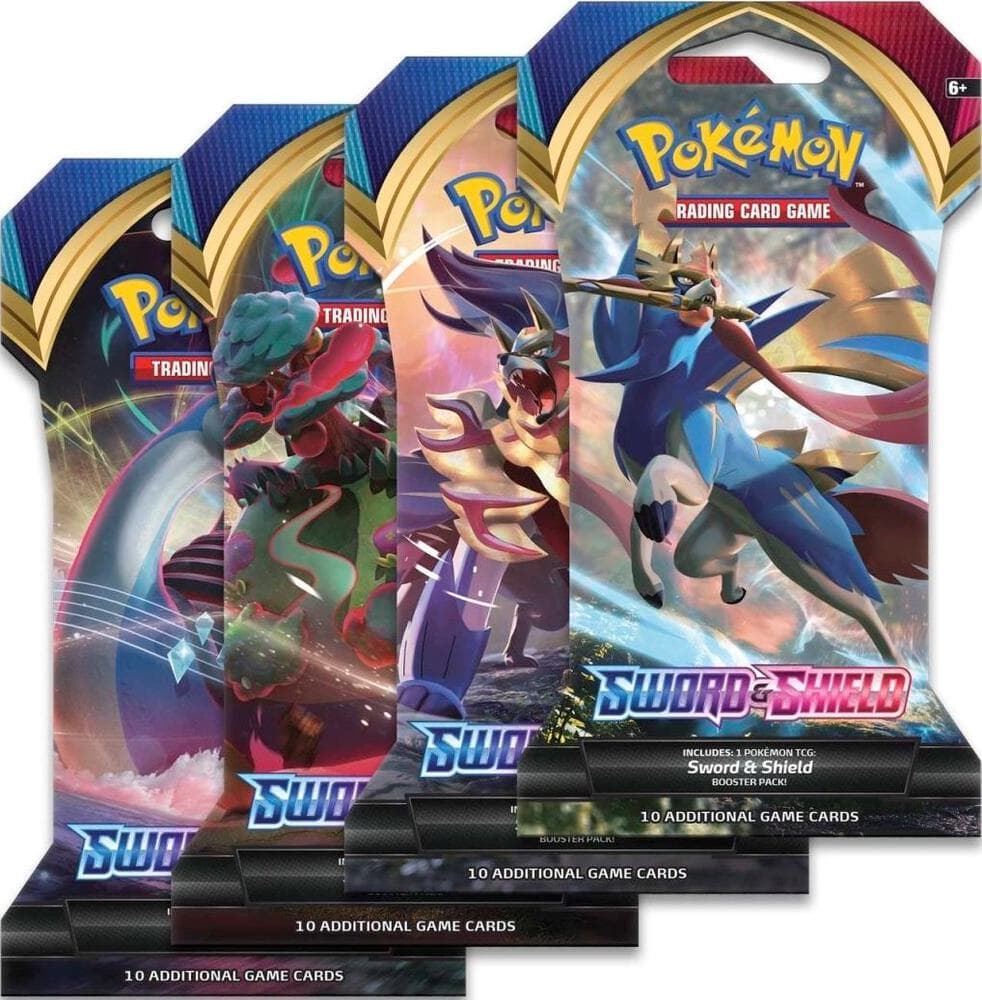 Sword And Shield Base Set Sleeved Booster Pack Art Bundle Set of 4