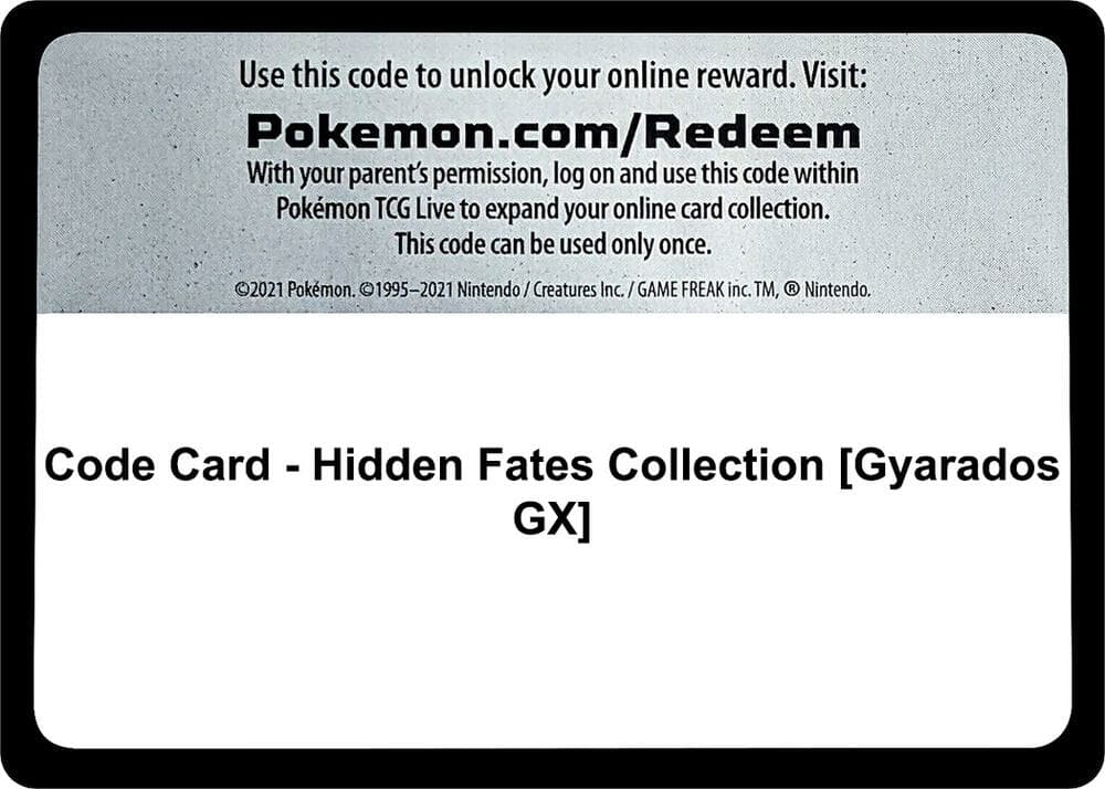 Code Card Hidden Fates Collection Gyarados GX