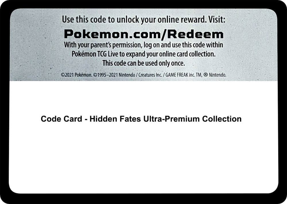 Code Card Hidden Fates Ultra Premium Collection