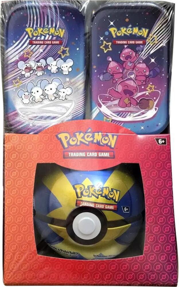 Retail Exclusive Pokemon Paldean Fates Mini Tins plus Poke Ball Tin